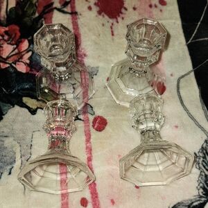 Elegant Clear Glass Candle Holders
